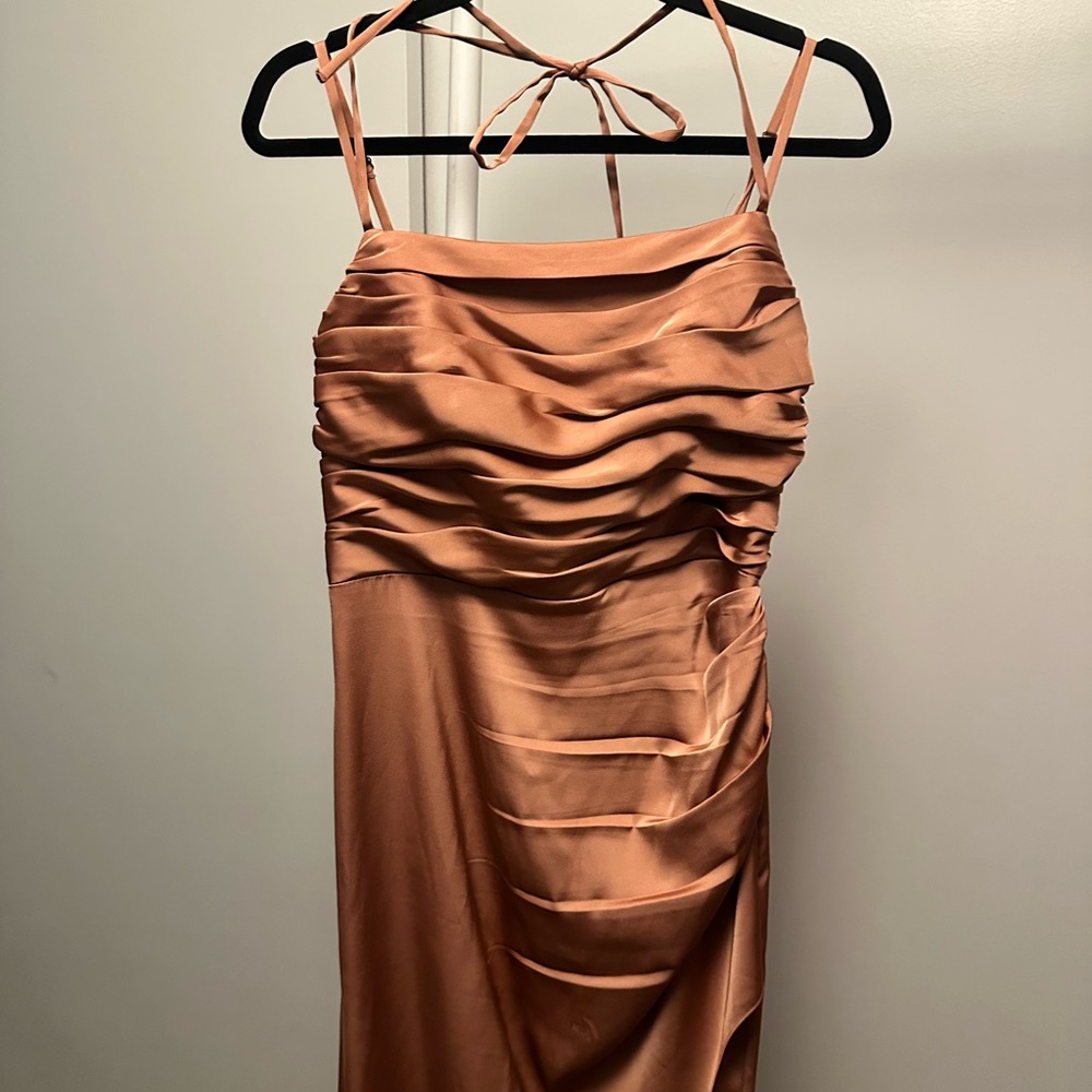Azazie Bronze halter/strapped dress!